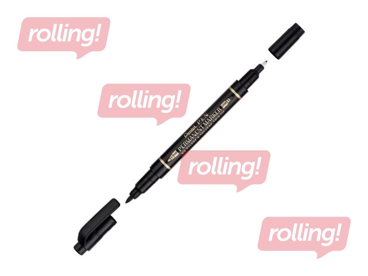 Permanentais marķieris Pentel, divpusējs, konisks, melns, 0.6/2.0mm