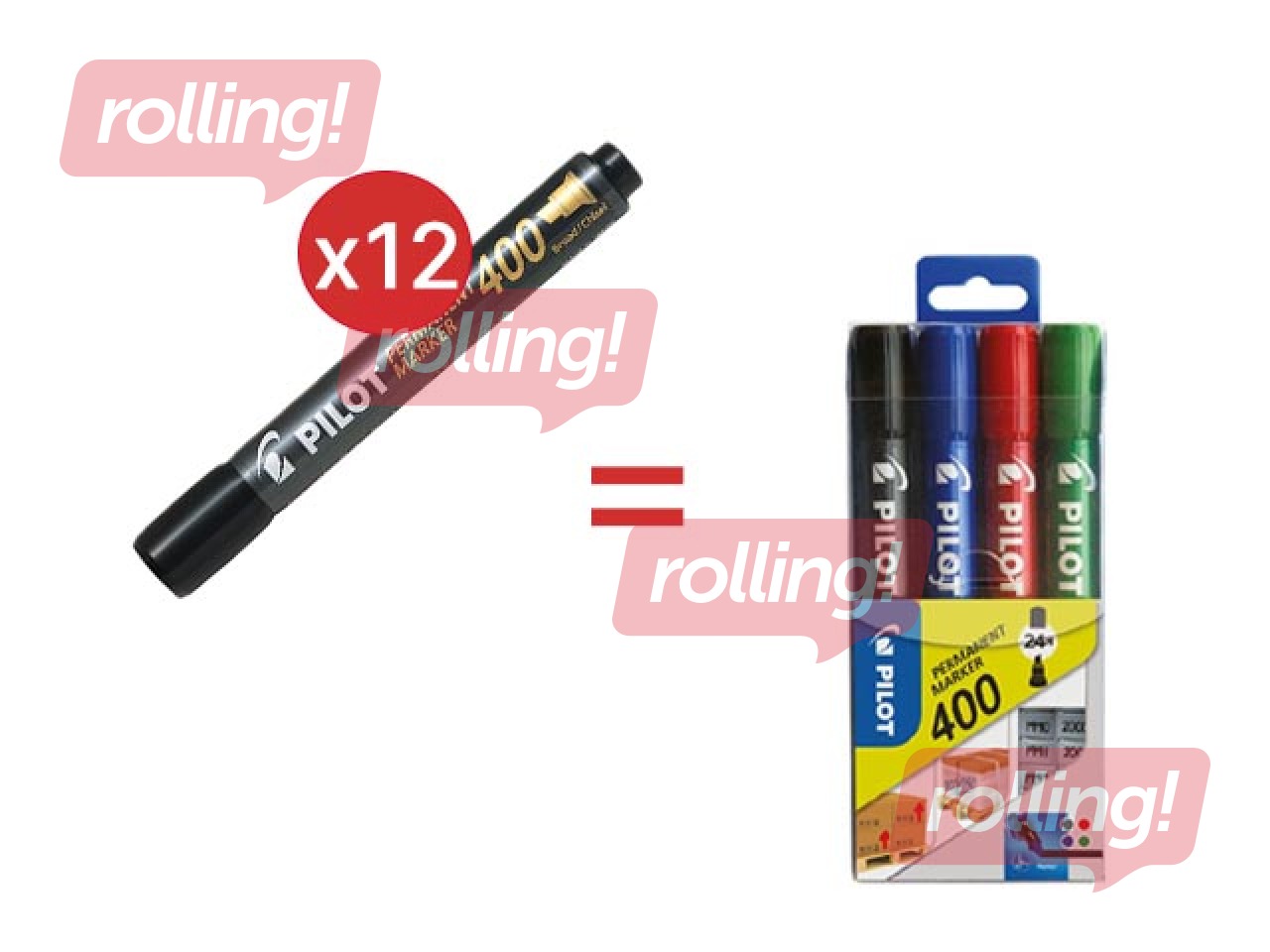 Permanentais marķieris Pilot 400, melns, 1.5-4mm + AKCIJA! Pērc permanentos marķierus un saņe