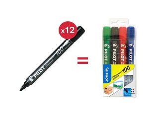 Permanent marker Pilot 100, black, 1mm + GIFT! Buy permanent markers and get a gift!