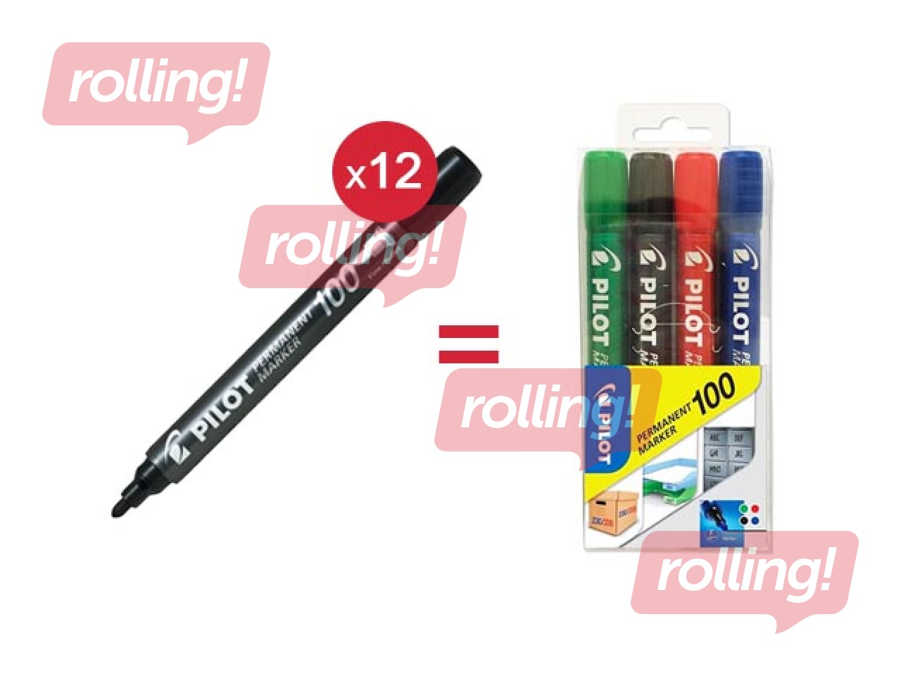 Permanent marker Pilot 100, black, 1mm + GIFT! Buy permanent markers and get a gift!