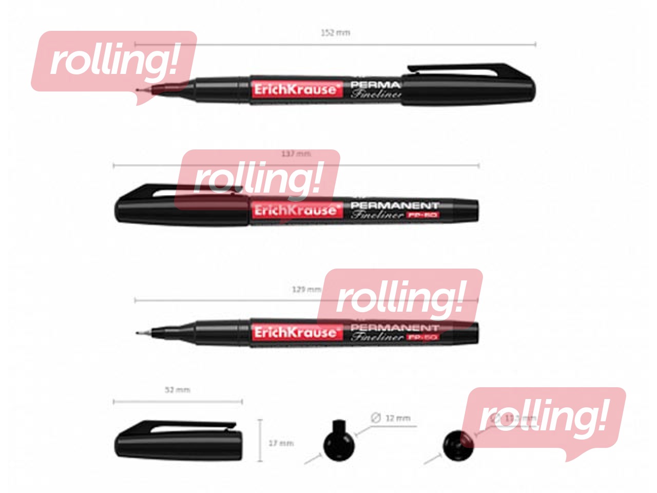 Permanents marķieris ErichKrause FP-50, melns, 0.6mm