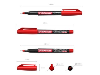 Permanent marker ErichKrause FP-50, red, 0.6mm