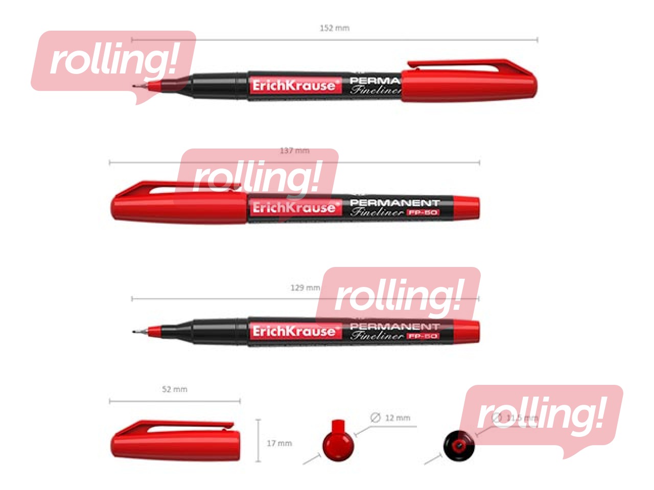 Permanent marker ErichKrause FP-50, red, 0.6mm