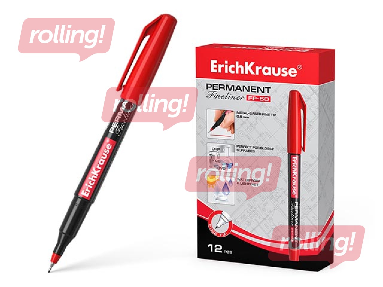 Permanent marker ErichKrause FP-50, red, 0.6mm