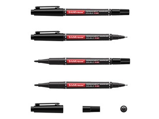 Permanent marker ErichKrause P-80, double-sided, black, 0.45/1.65mm