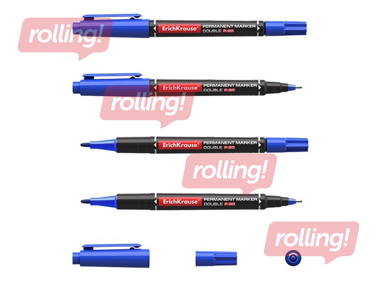 Permanents marķieris ErichKrause P-80, divpusējs, zils, 0.45/1.65mm