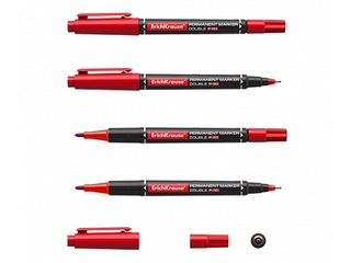 Permanent marker ErichKrause P-80, double-sided, red, 0.45/1.65mm