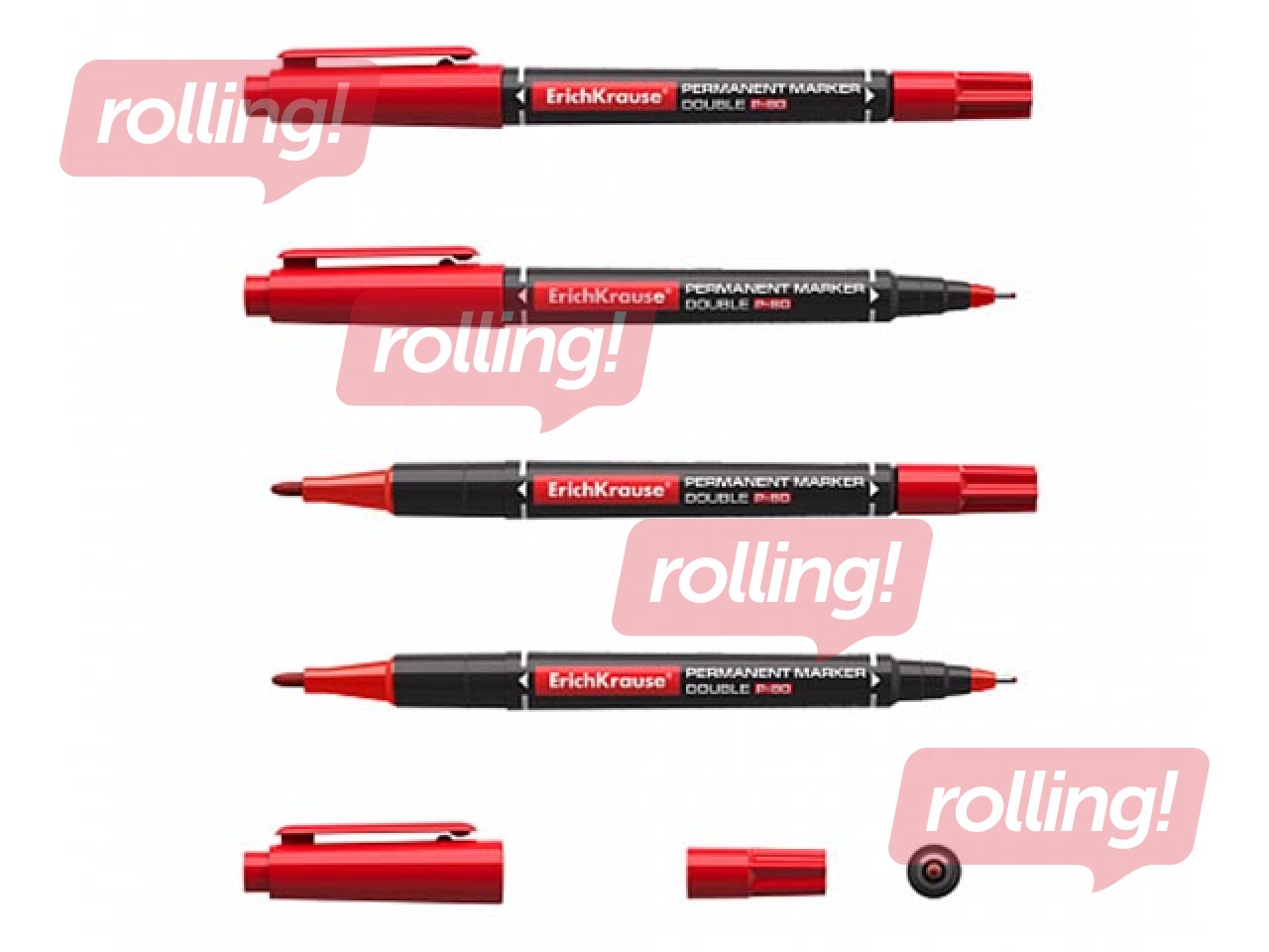 Permanent marker ErichKrause P-80, double-sided, red, 0.45/1.65mm