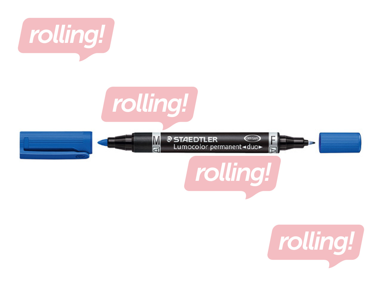 Permanentais marķieris Staedtler Lumcolor DUO, divpusējs, zils, 0.6mm/1.5mm