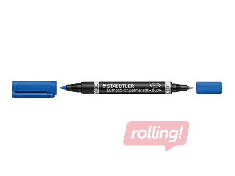 Перманентный маркер Staedtler Lumcolor DUO, двусторонний, синий, 0.6мм/1.5мм