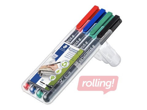 Набор OHP перманентный маркер Staedtler Lumcolor 317, 1мм, 4 цвета