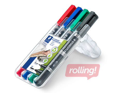 Permanentais marķieru komplekts Staedtler Lumcolor DUO, divpusējs, 0.6mm/1.5mm, 4 krāsas 
