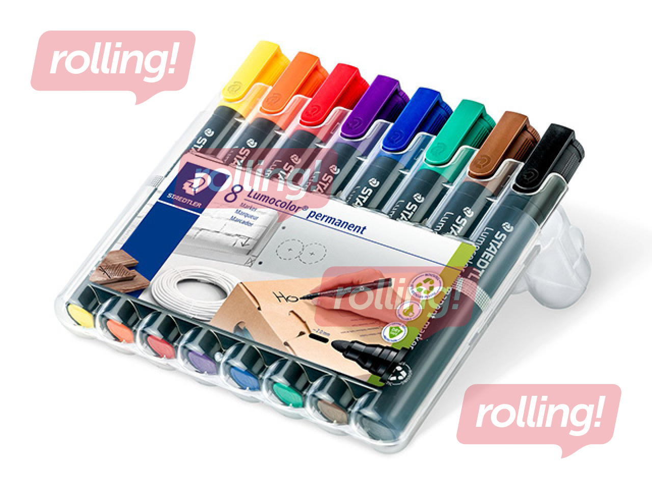 Permanentais marķieru komplekts Staedtler Lumcolor 352, 2mm, 8 krāsas