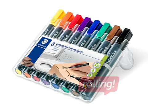 Перманентный маркер set Staedtler Lumcolor 352, 2мм, 8 цвета