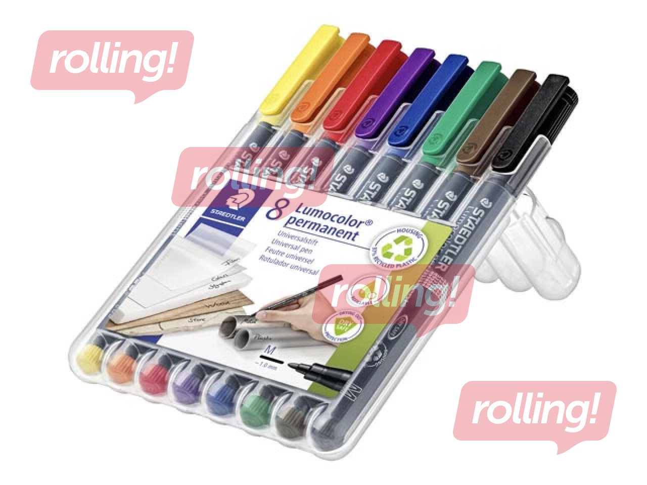 OHP Permanento marķieru komplekts Staedtler Lumcolor 317, 1mm, 8 krāsas