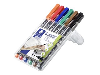 Набор OHP перманентный маркер Staedtler Lumcolor 317, 1мм, 6 цвета
