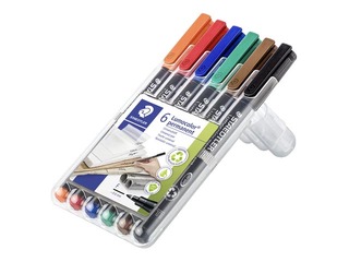 OHP Permanento marķieru komplekts Staedtler Lumcolor 318, 0.6mm, 6 krāsas