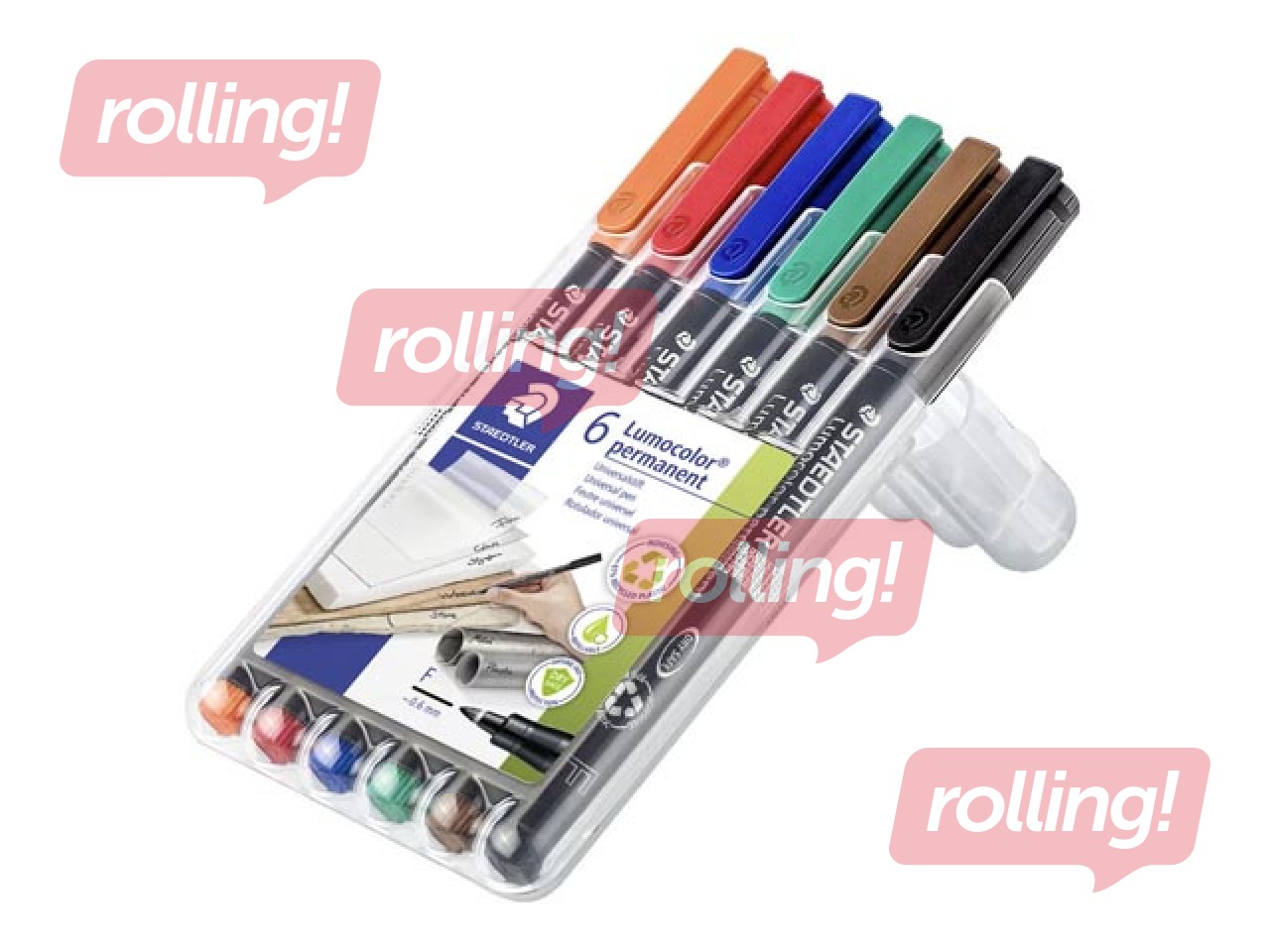 OHP Permanento marķieru komplekts Staedtler Lumcolor 318, 0.6mm, 6 krāsas