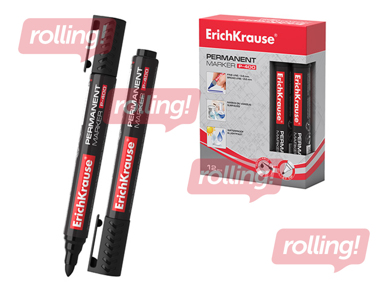 Permanents marķieris ErichKrause P-400, 2mm, melns