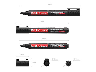 Permanents marķieris ErichKrause P-400, 2mm, melns