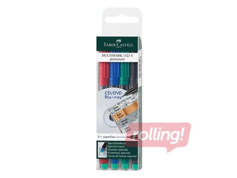 Permanento marķieru komplekts Faber Castell S, 0.4mm, 4 krāsas