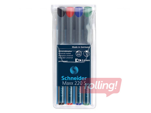 OHP permanento marķieru komplekts Schneider 220S, 0.4mm, 4 krāsas