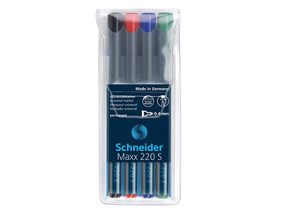 OHP permanento marķieru komplekts Schneider 220S, 0.4mm, 4 krāsas