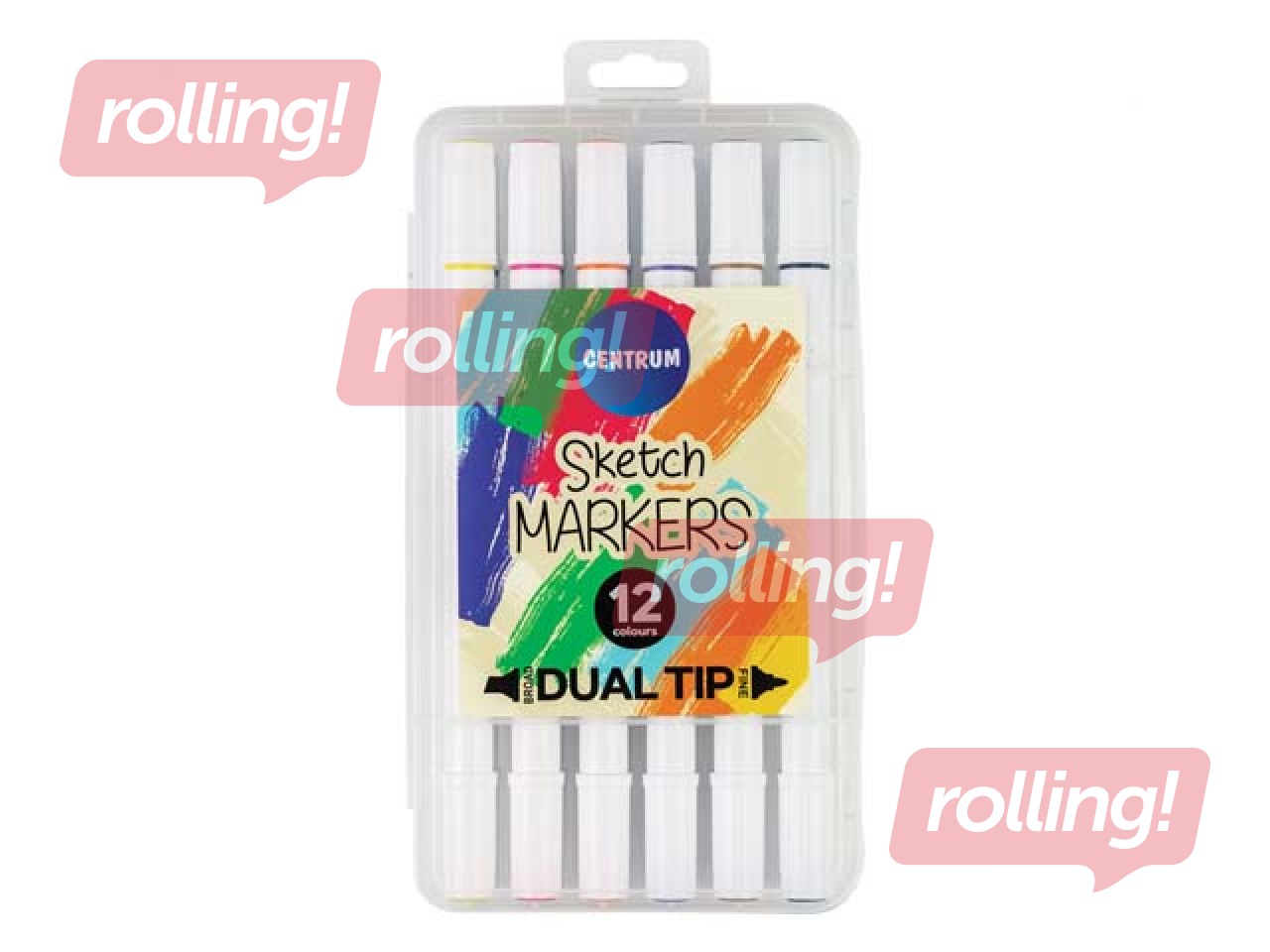 Маркеры для черчения и рисования, двусторонние, 12 цветов