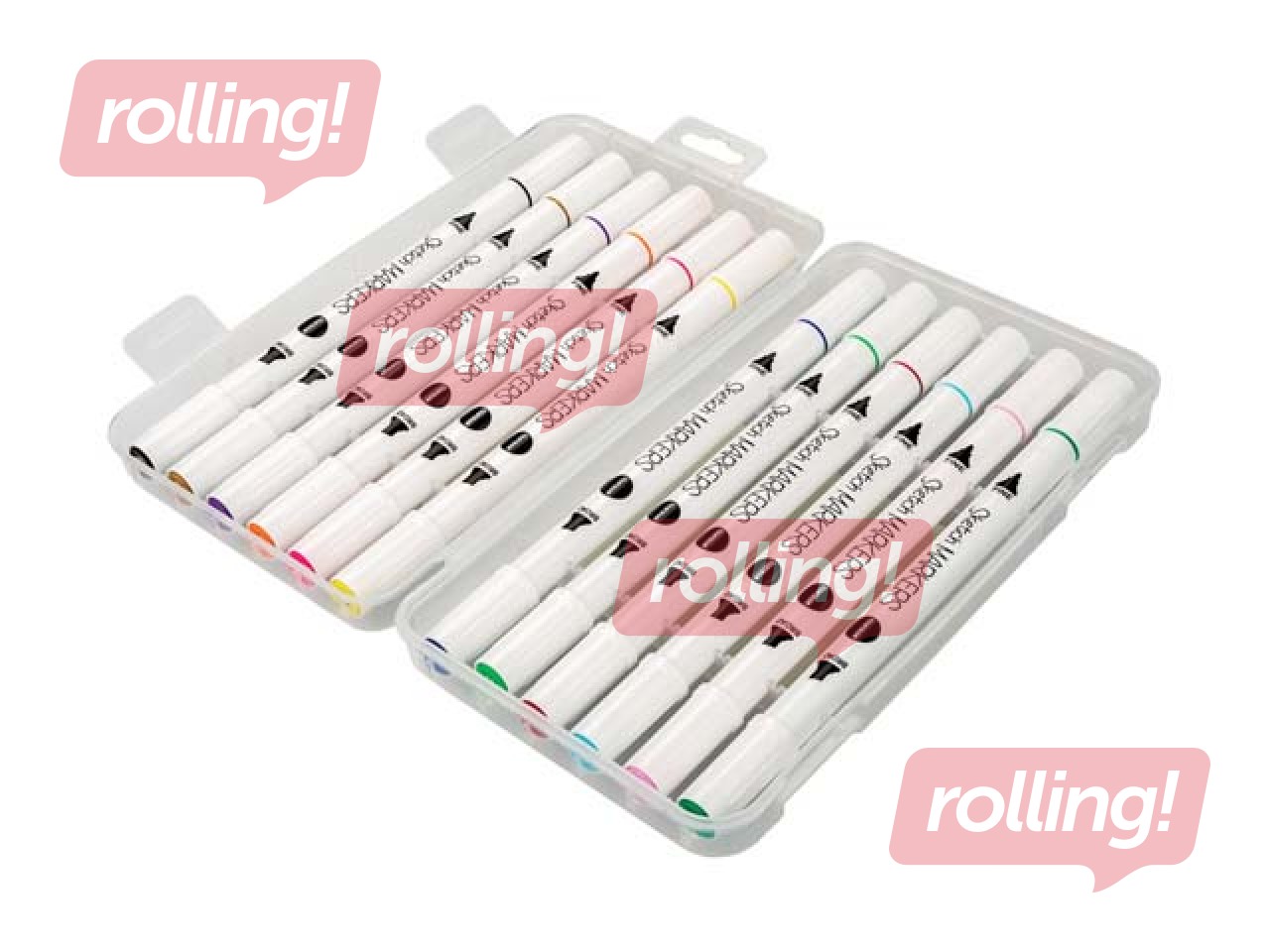 Marķieri skicēšanai un zīmēšanai, divpusējie, 12 krāsas