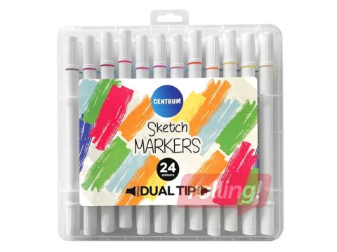 Маркеры для черчения и рисования, двусторонние, 24 цветов