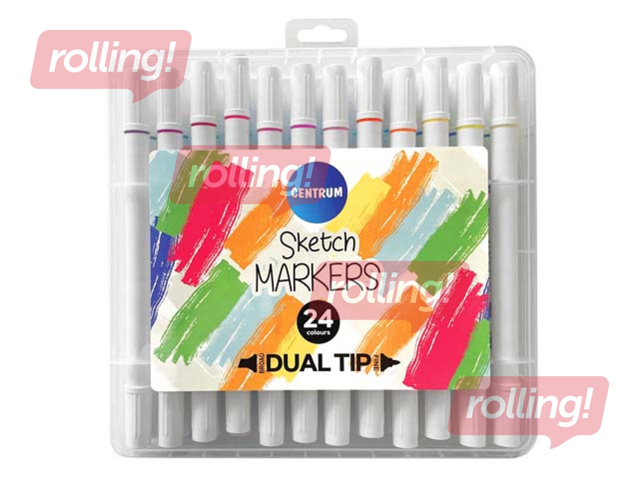 Маркеры для черчения и рисования, двусторонние, 24 цветов