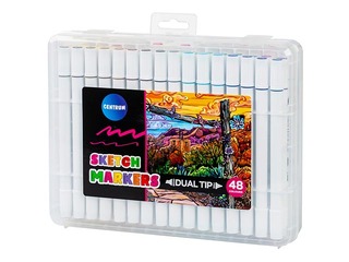 Markerid visandamiseks ja joonistamiseks, kahepoolsed, 48 värvi
