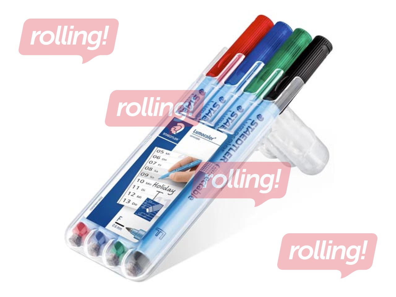 Marķieru komplekts Staedtler Lumocolor 305, dzēšamais, 0.6mm, 4 krāsas