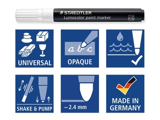 Acrylic paint marker set Staedtler Lumocolor 349, 2,4 mm, 6 colours
