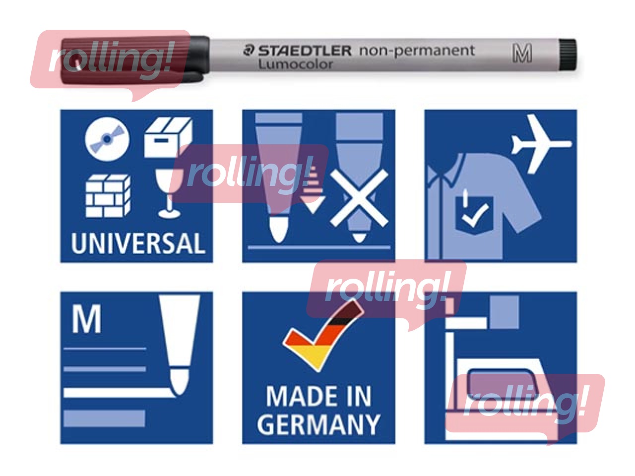 Marķieris Staedtler Lumocolor 315, melns, 1mm, nav permanents