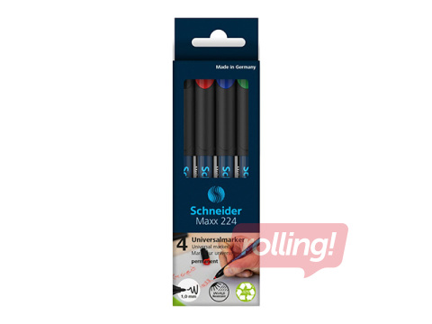 Permanento marķieru komplekts OHP Schneider 224M, 4 krāsas, 1.0mm