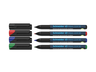 Permanento marķieru komplekts OHP Schneider 224M, 4 krāsas, 1.0mm