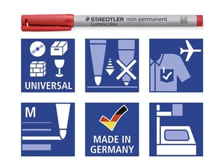 Marķieris Staedtler Lumocolor 315, sarkans, 1mm, nav permanents