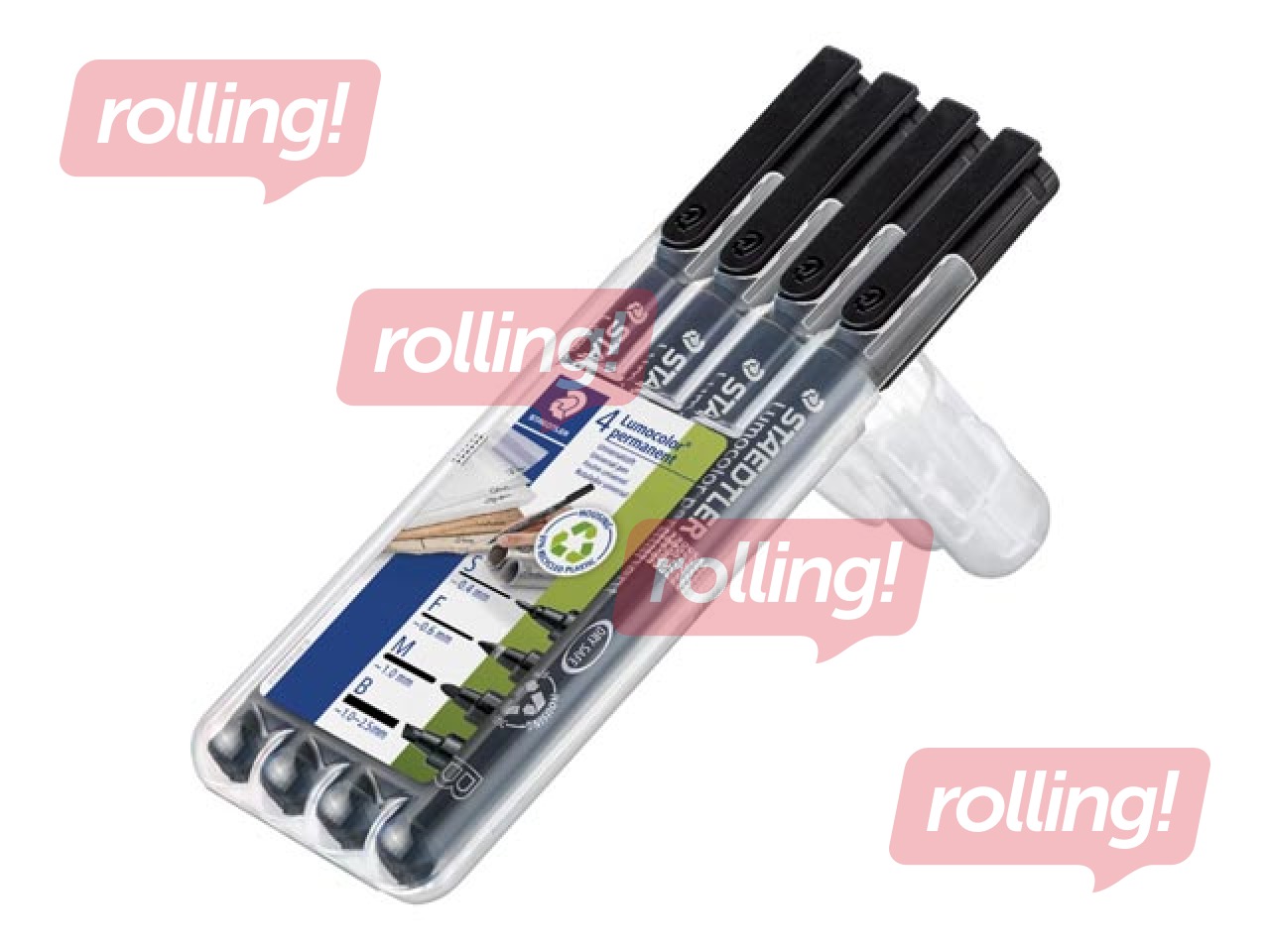 Marķieru komplekts Staedtler Lumocolor 319, melns, 4 līniju izmēri