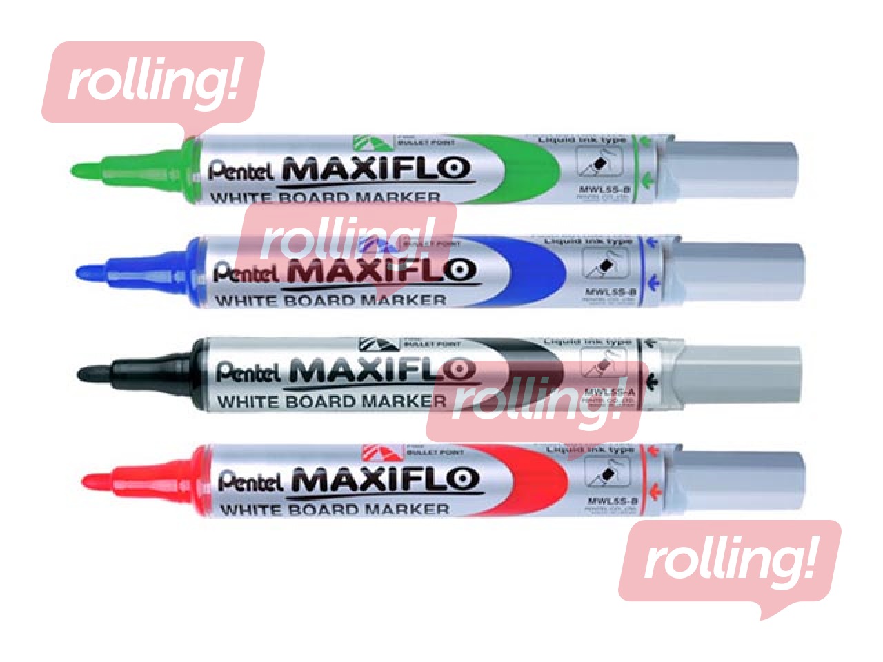 Marķieru komplekts tāfelēm, Pentel Maxiflo, koniski, 4 krāsas