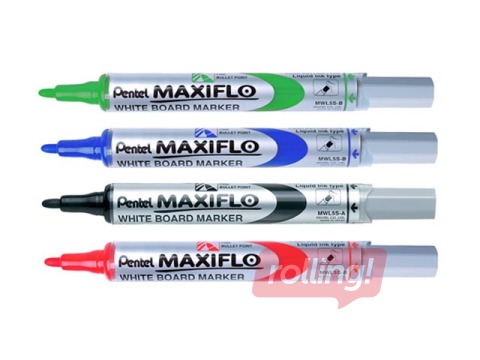 Набор маркеров для белых досок Pentel Maxiflo, конический наконечник, 4 мм, 4 цвета