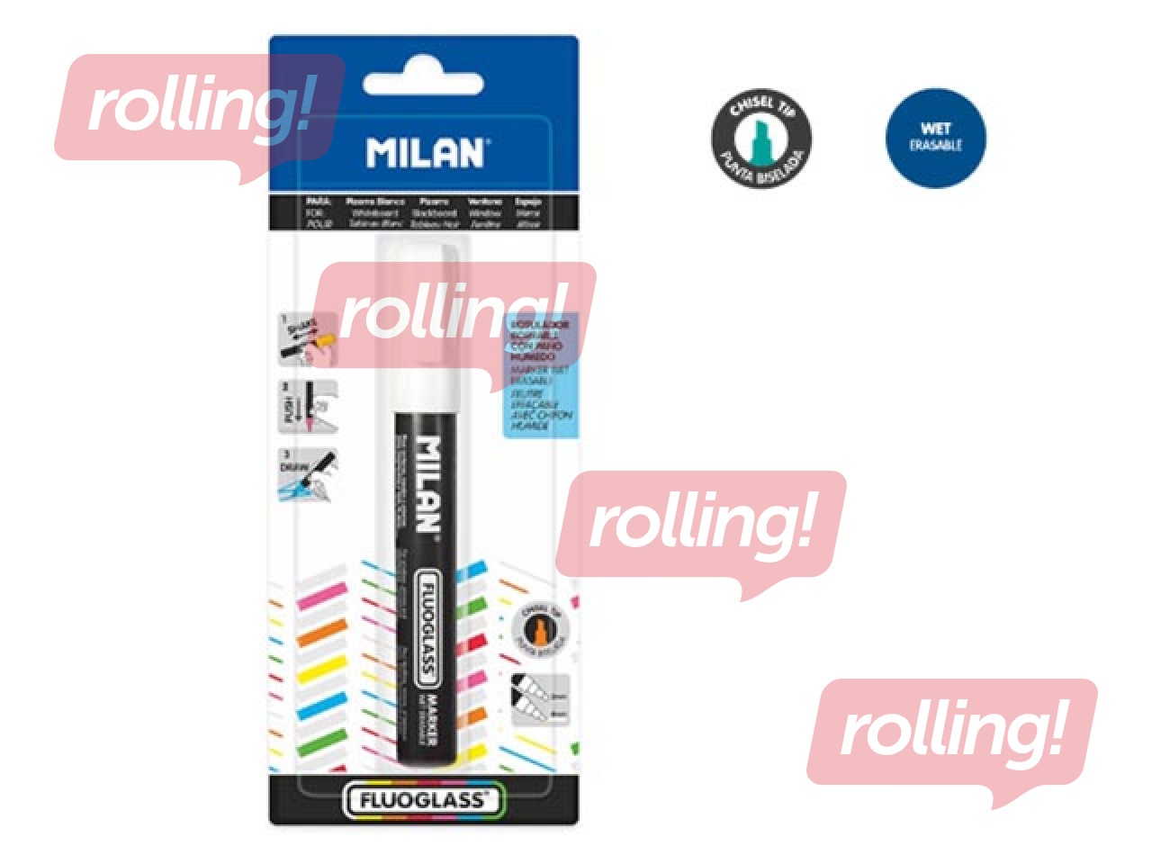 Marķieris stikla tāfelei Milan Fluoglass, slīps, balts