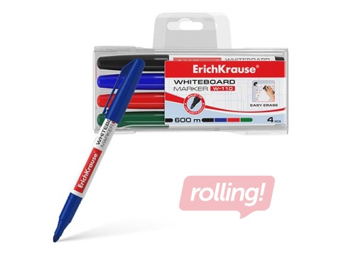 Marker set for whiteboard ErichKrause W-110, round, 4 colors
