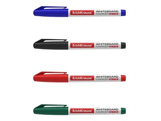 Marķieru komplekts baltajai tāfelei, ErichKrause W-110, apaļš, 4 krāsas + Līgo dāvana!