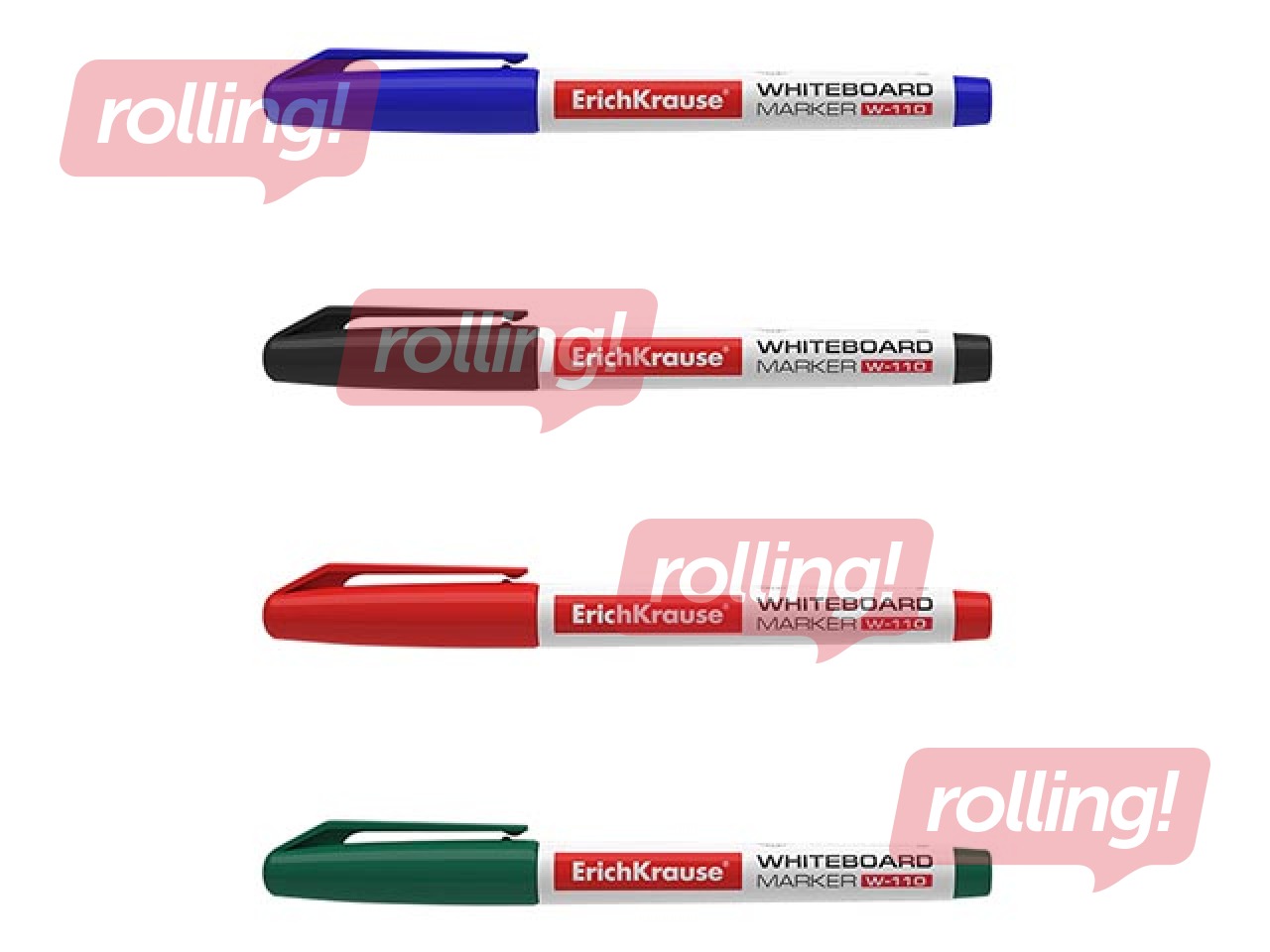 Marķieru komplekts baltajai tāfelei, ErichKrause W-110, apaļš, 4 krāsas