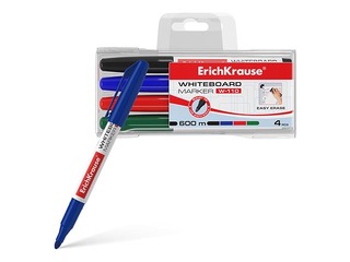 Набор маркеров для белой доски ErichKrause W-110, круглый, 4 цвета