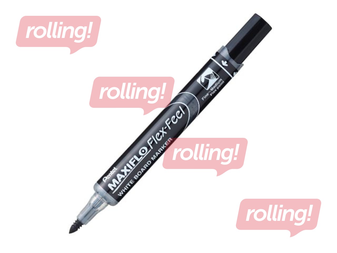 Маркер для белых досок, Pentel Maxiflo Flexfeel, конический наконечник, 4 мм, черний
