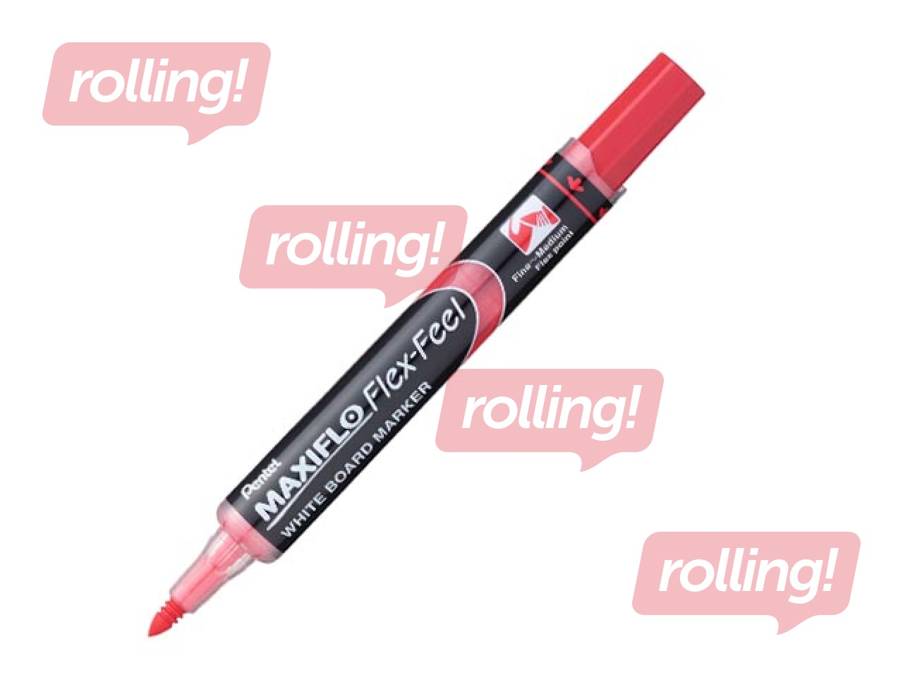 Marķieris baltajām tāfelēm, Pentel Maxiflo Flexfeel, konisks, 4 mm, sarkans