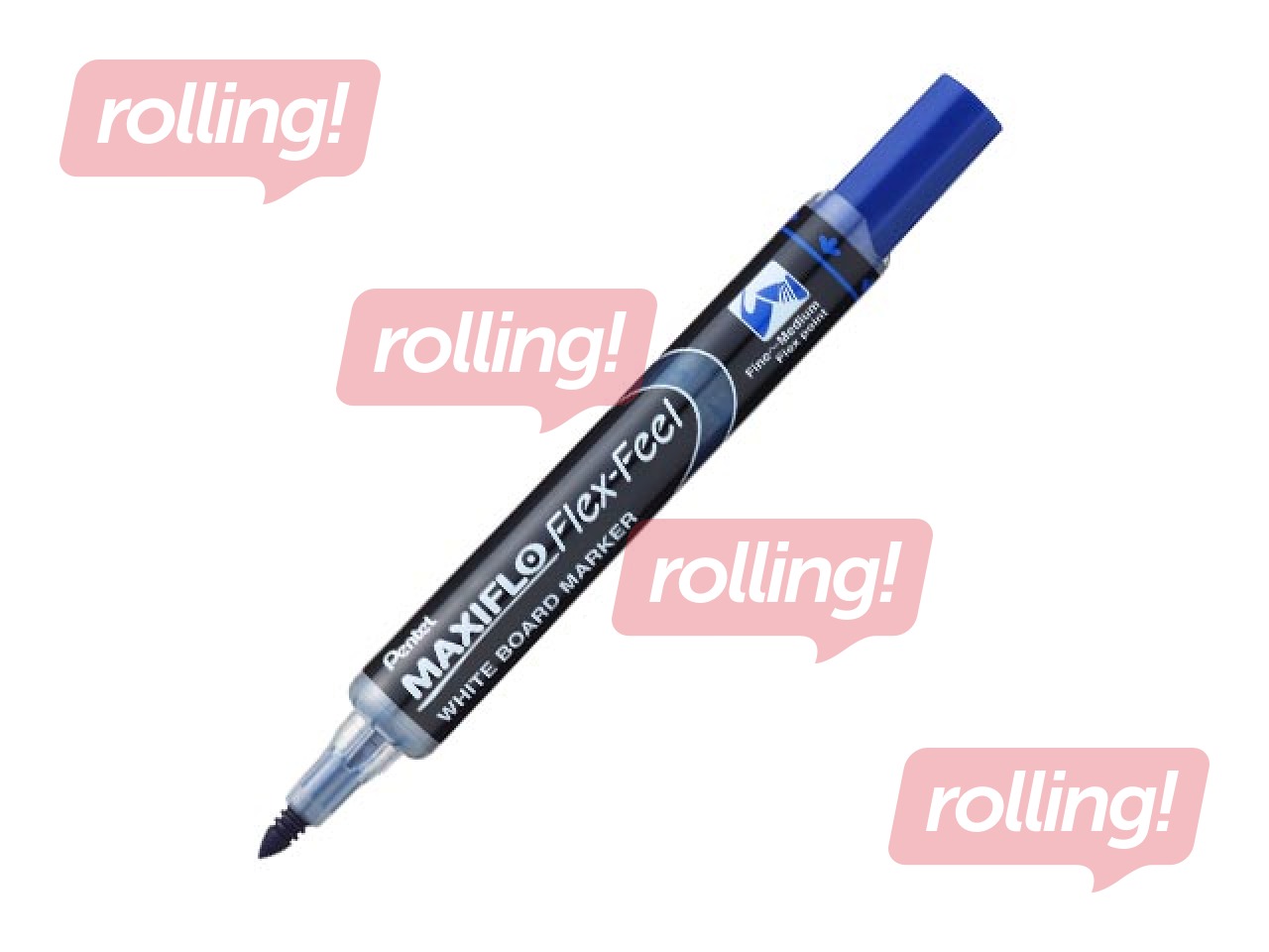 Маркер для белых досок Pentel Maxiflo Flexfeel, конический, 4 мм, синий