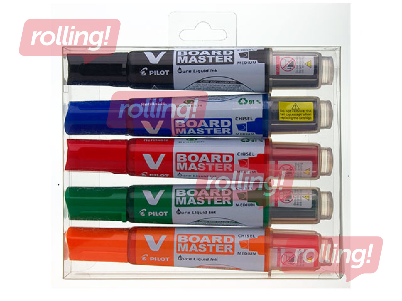 Whiteboard markers set Pilot, V Board Master, 2.2-5.2mm, 5 colors
